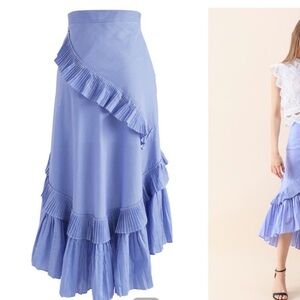Chicwish Asymmetrical Blue Ruffle Skirt